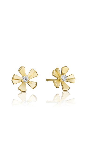 18K Gold Wonderland Small Pow Orchid Stud Earrings