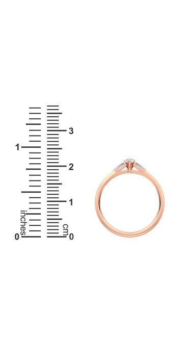 0.30 Ct Pear and Baguette Cut Petite Lab Grown Diamond Ring in 14K Rose Gold (E-F, VS1-VS2, 0.30 cttw) by MadeForUs