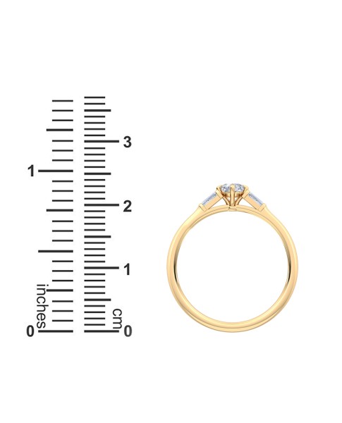 0.30 Ct Cushion Cut North-South and Baguette Cut Petite Lab Grown Diamond Ring in 14K Yellow Gold 