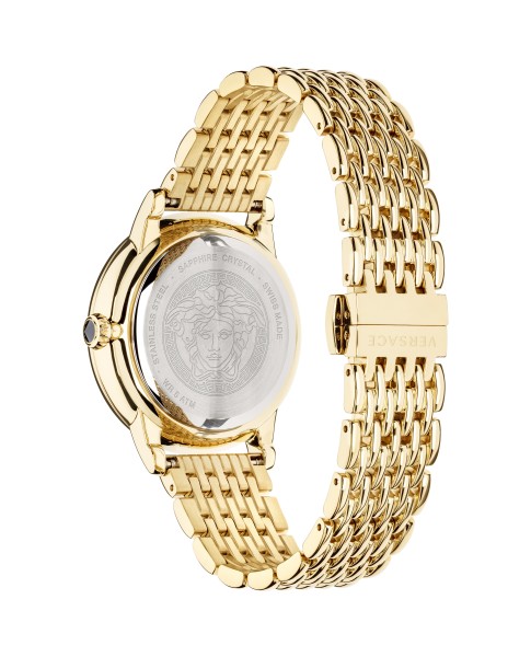 Medusa Icon 38MM Yellow Gold Sunray Dial Stainless Steel Bracelet Womens Watch