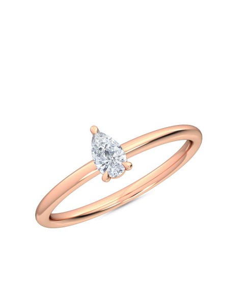 Annamaria petite pear shaped lab grown diamond ring in 14K rose gold by Madeforus