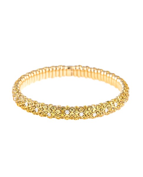 Stretch Collection 18K Yellow Gold Diamonds and Sapphires Bracelet
