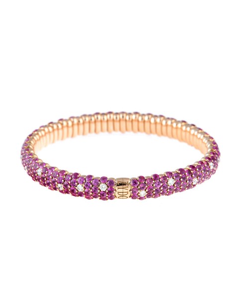Stretch Collection 18K Rose Gold Diamonds and Pink Sapphires Bracelet
