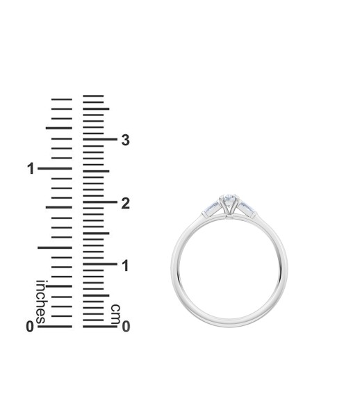 0.30 Ct Oval and Baguette Cut Petite Lab Grown Diamond Ring in 14K White Gold (E-F, VS1-VS2, 0.30 cttw) by MadeForUs