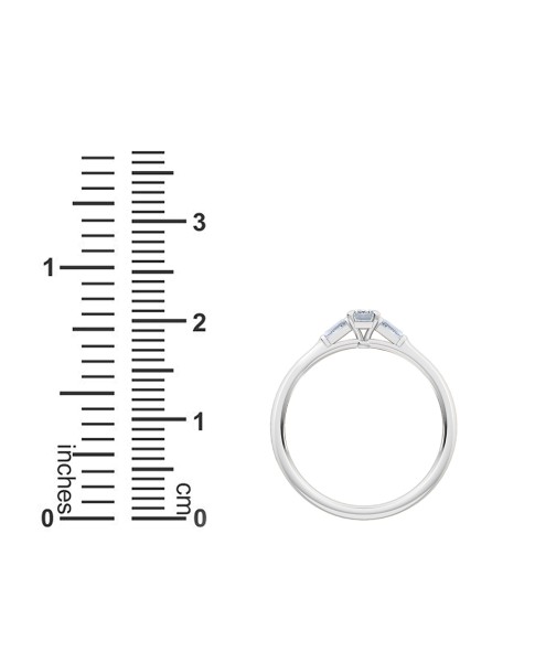 0.30 Ct Emerald and Baguette Cut Petite Lab Grown Diamond Ring in 14K White Gold (E-F, VS1-VS2, 0.30 cttw) by MadeForUs
