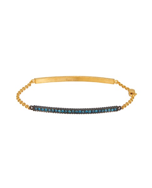 Yossi Harari Jewelry  18k Gold Blue Diamond Lilah ID Bracelet