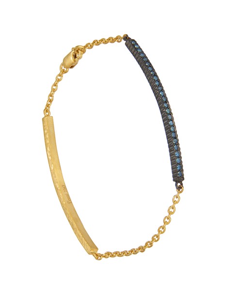 Yossi Harari Jewelry  18k Gold Blue Diamond Lilah ID Bracelet