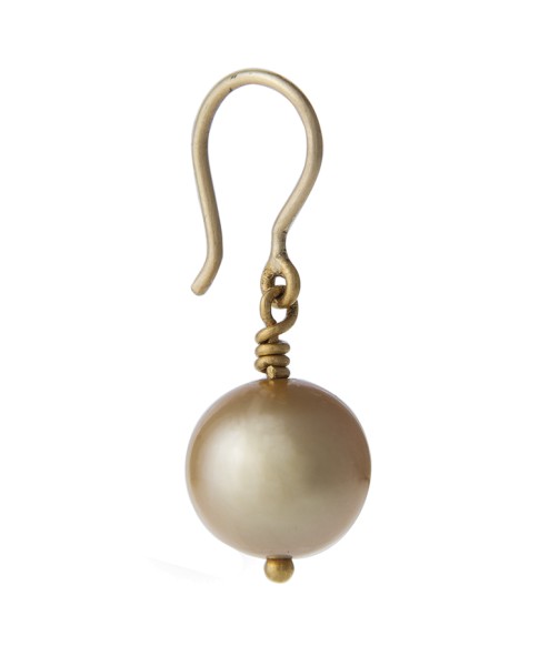 Yossi Harari Jewelry 24k Gold South Sea Cultured Pearl Drop Roxanne Earrings