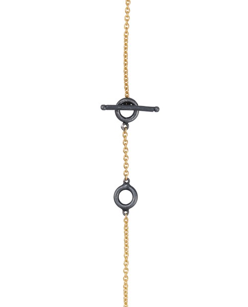 Yossi Harari Jewelry 18k Gold & Oxidized Gilver White Diamond Lilah Smile Necklace