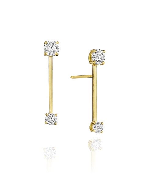 Piece Stick Earrings with Round Diamonds (Small)