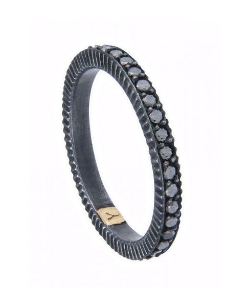 Yossi Harari Jewelry Lilah Oxidized Gilver Black Diamond Band Size 6