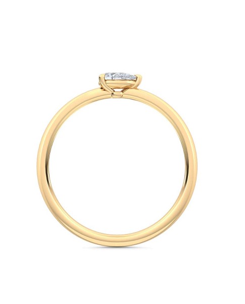 0.25 Ct Horizontal Pear Cut Petite Lab Grown Diamond Ring in 14K Yellow Gold 