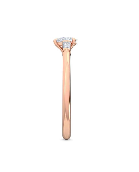 0.30 Ct Pear and Baguette Cut Petite Lab Grown Diamond Ring in 14K Rose Gold (E-F, VS1-VS2, 0.30 cttw) by MadeForUs