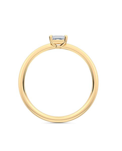 0.25 Ct Horizontal Emerald Cut Petite Lab Grown Diamond Ring in 14K Yellow Gold 
