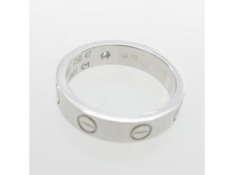 Cartier 18K White Gold Mini Love 1P Diamond Ring Size 4 | Cartier | Buy ...
