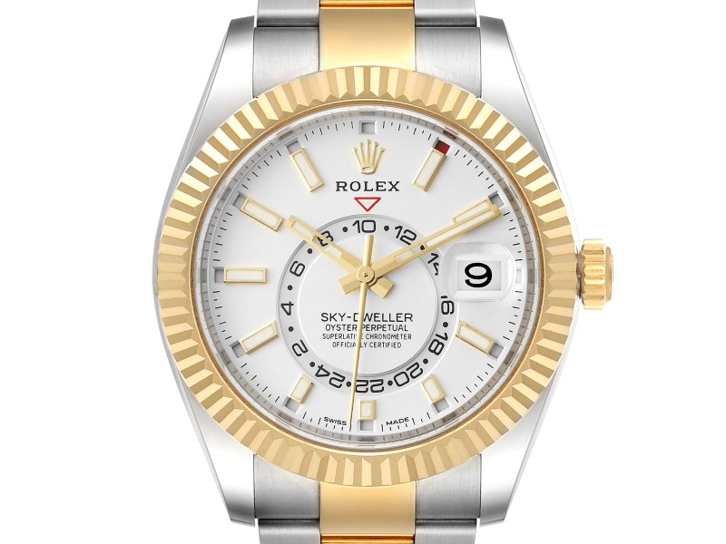 rolex sky dweller stainless steel white dial