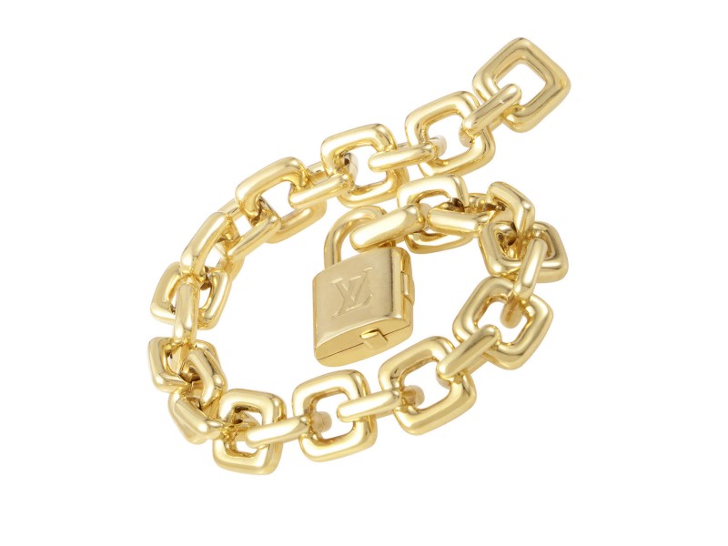 Louis Vuitton 18K Yellow Gold Padlock & Key Bracelet | Louis Vuitton ...