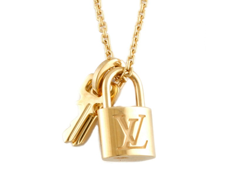 Louis Vuitton Pandantif Lockit Necklace Sterling Silver Ag925 Padlock Key  4353MN