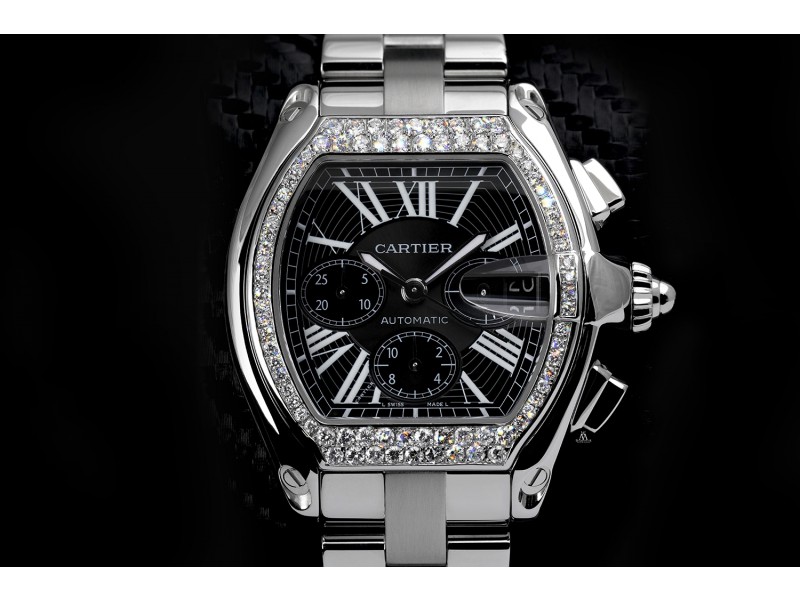 cartier roadster watch with diamonds