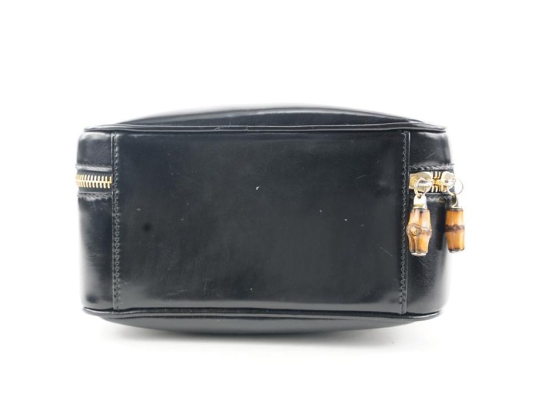 Gucci Black Patent Vanity Lunch Box Top Handle Bag 734gks324