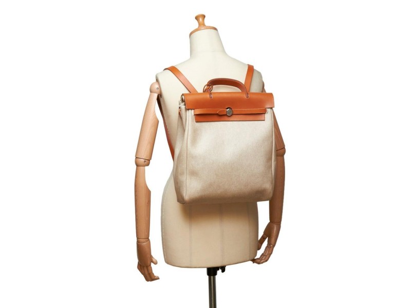Hermès Beige x Brown Toile Sac a Doc Herbag Backpack 2-in-1 Set 26h131s