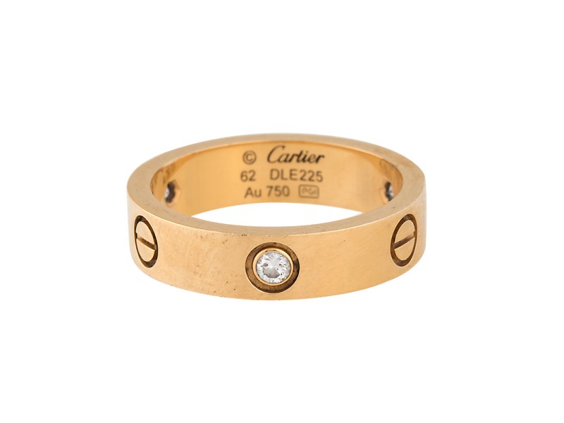 Cartier Love 18K Yellow Gold 3 Diamond 