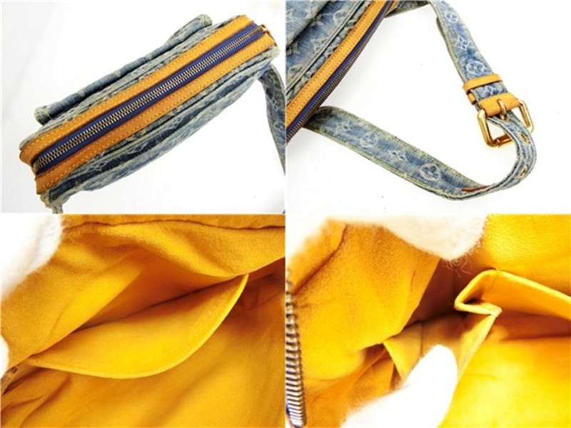 Authentic Louis Vuitton Monogram Denim Bum Bag Waist Bag Blue M95347 Used  F/S