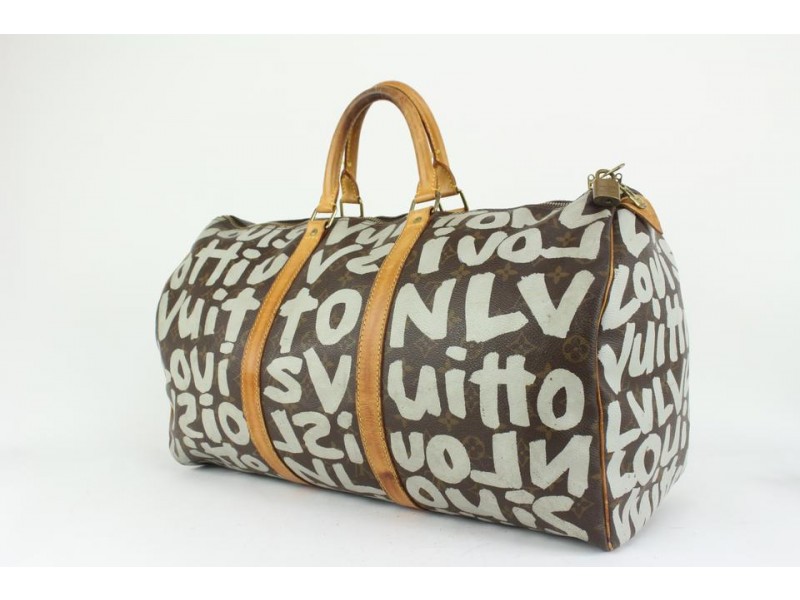 Louis Vuitton Stephen Sprouse Silver Graffiti Keepall 50 21lk82s