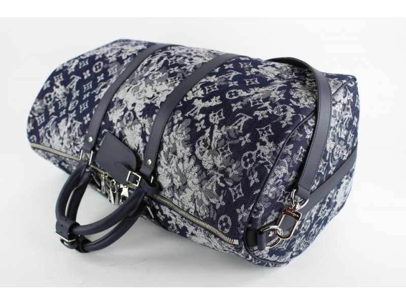Bags Briefcases Louis Vuitton Louis Vuitton Keepall Bag in Blue Denim - 100121
