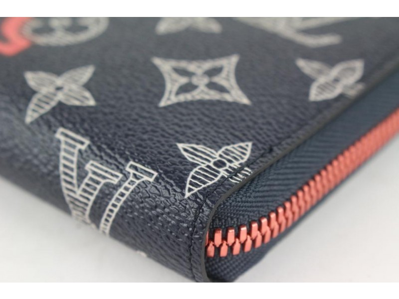 navy and red louis vuittons wallet