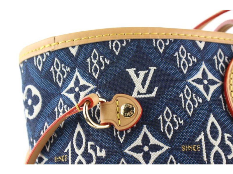 Louis Vuitton Neverfull MM Navy blue Leather ref.141637 - Joli Closet