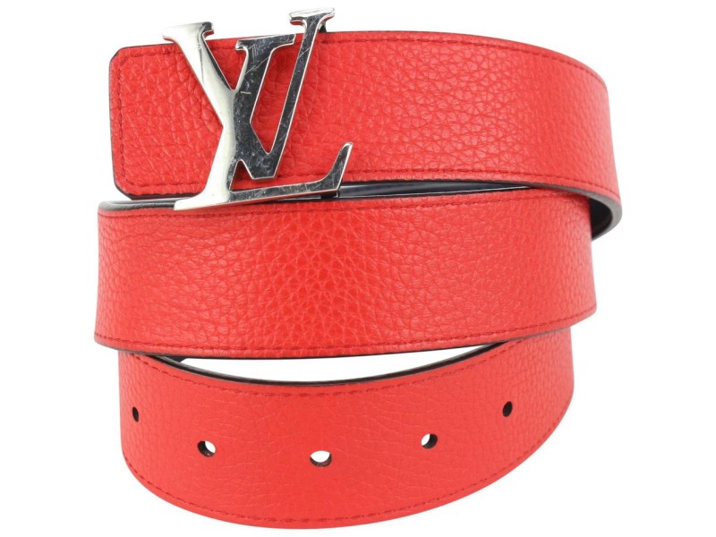 LOUIS VUITTON x SUPREME Belt LV Initial Buckle Monogram Red 90/36 MP015  SP2117