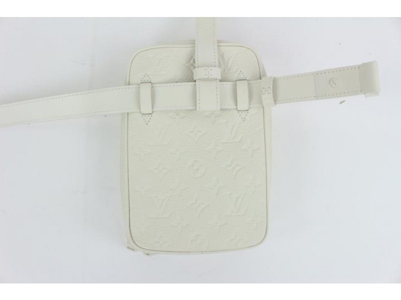 Louis Vuitton (Ultra Rare) Runway Ss19 Virgil Abloh Utility Side 4lz1023  White Leather Cross Body Bag