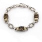 Judith Ripka Two Smoky Quartz Diamond Link Bracelet in Sterling Silver 18k Gold