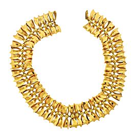 Retro Midcentury Bow Motif Gold Bracelet Necklace Set