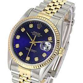 Blue Mens Datejust Two-tone Diamond Fluted 36mm Watch