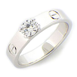 Cartier 18K White Gold Mini Love Solitaire Diamond US 4 Ring