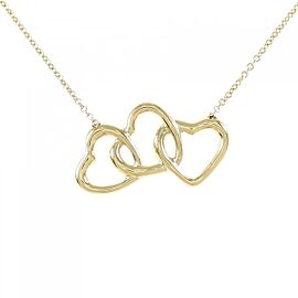 TIFFANY & Co 18K Yellow Gold Triple Heart Necklace E0124