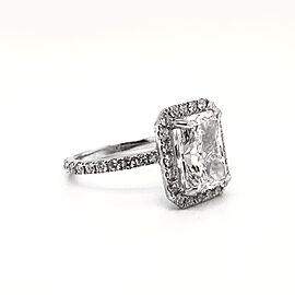 5 Carat Radiant Cut Lab Grown Diamond Engagement Ring Halo IGI Certified