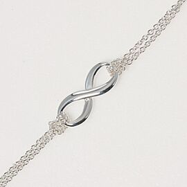 TIFFANY & Co 925 Silver Infinity Double Chain Bracelet LXNK-971