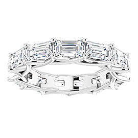 5 CARAT EMERALD-CUT DIAMOND ETERNITY RING IN PLATINUM 30 POINTER G COLOR VS1 CLARITY SHARED PRONG BAND