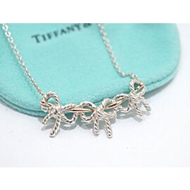 Tiffany & Co Sterling Silver/18K Yellow Gold Triple Ribbon Bow Necklace