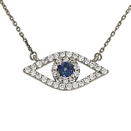 DIAMOND EVIL EYE NECKLACE IN WHITE GOLD WITH BLUE SAPPHIRE