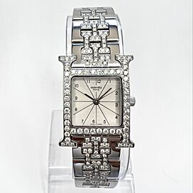 HERMES HEURE H Steel Watch 0.91TCW DIAMOND Bezel Watch