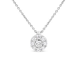18K White Gold 5/8 Cttw Round Diamond Cluster Circle-Shape 18"Pendant Necklace (F-G Color, SI1-SI2 Clarity)