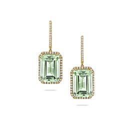 Green Amethyst Diamond Earrings