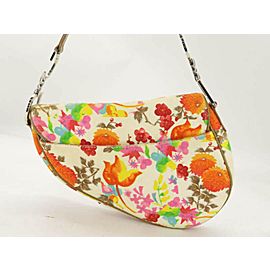 Dior Flap Floral Saddle 870551 Multicolor Canvas Shoulder Bag