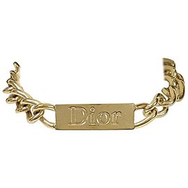 Dior Gold Name Plate ID Curb Chain Link Bangle Bracelet 491da67