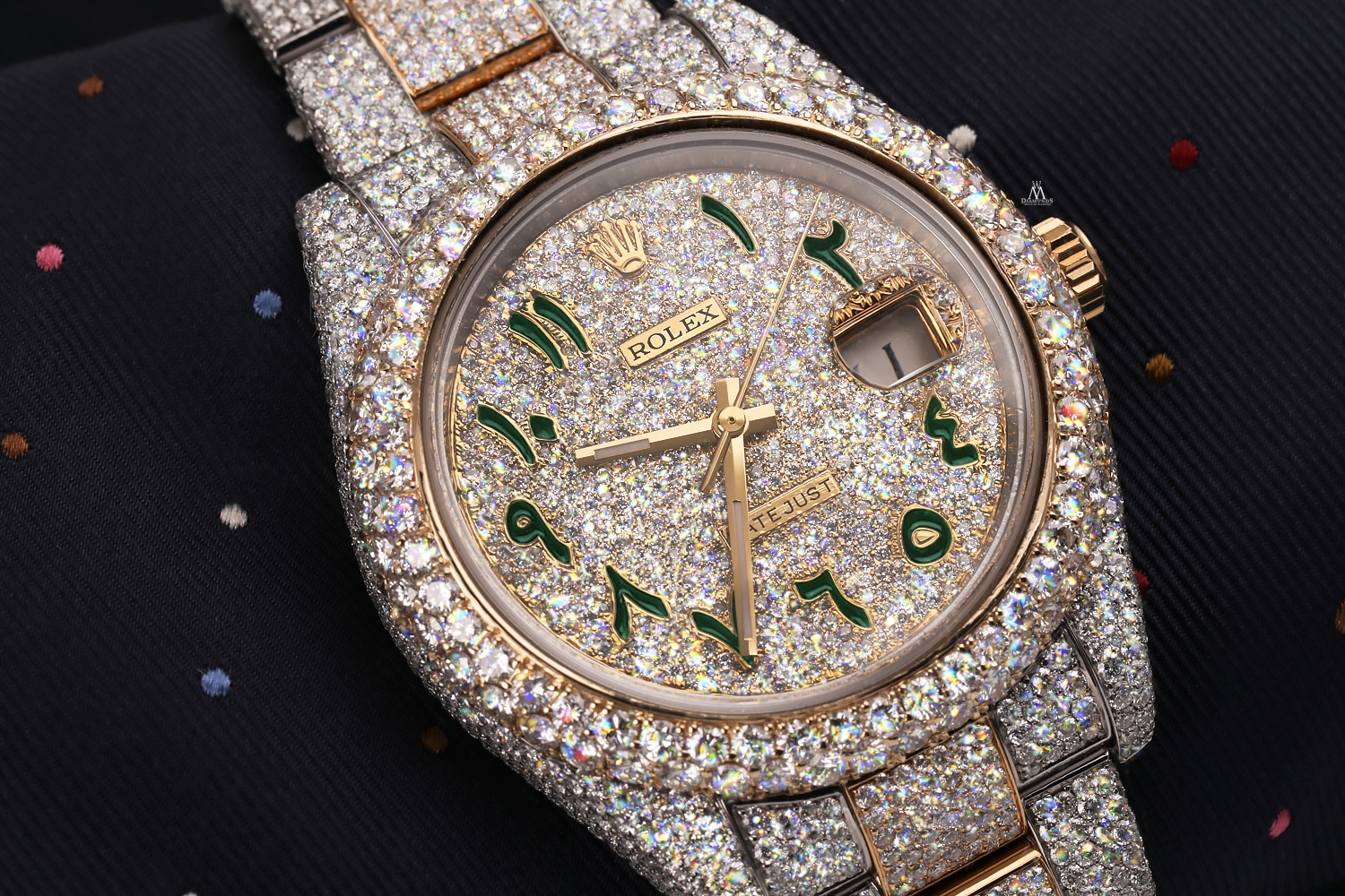 green face iced out rolex