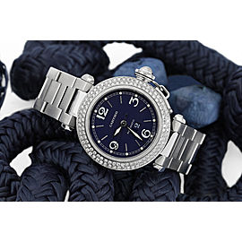 Cartier Pasha #2475 Stainless Steel Ladies Watch With Diamond Bezel